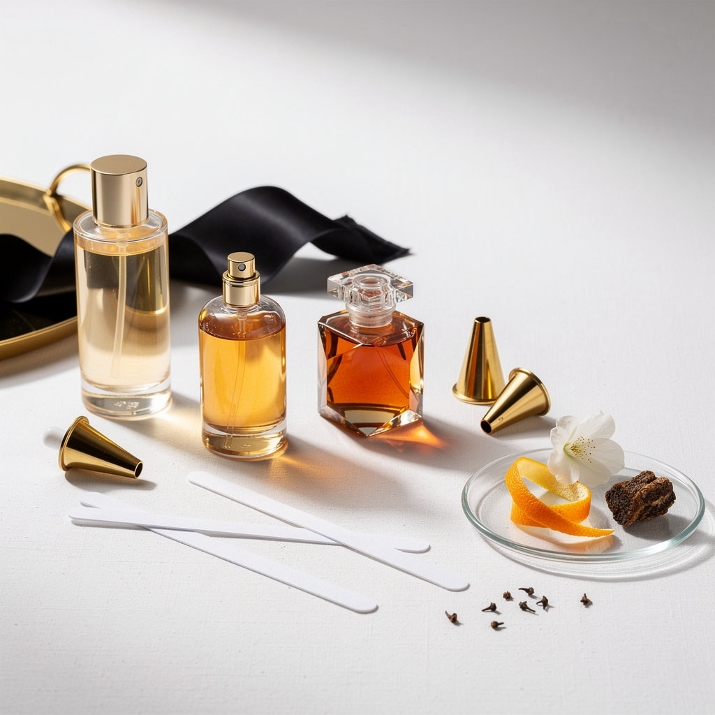Balmain Beauty luxury fragrance bottles and scent notes displayed in elegant prestige setting